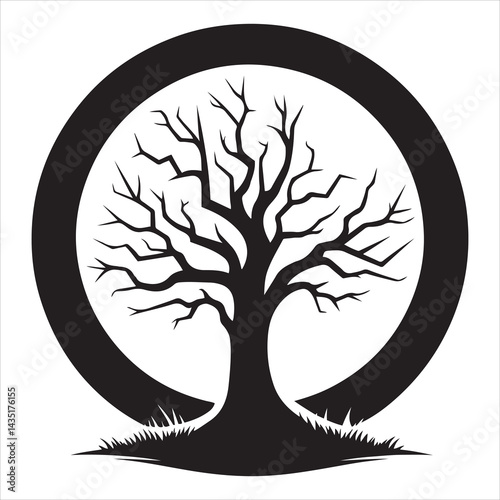 Halloween tree silhouette, minimalist vector