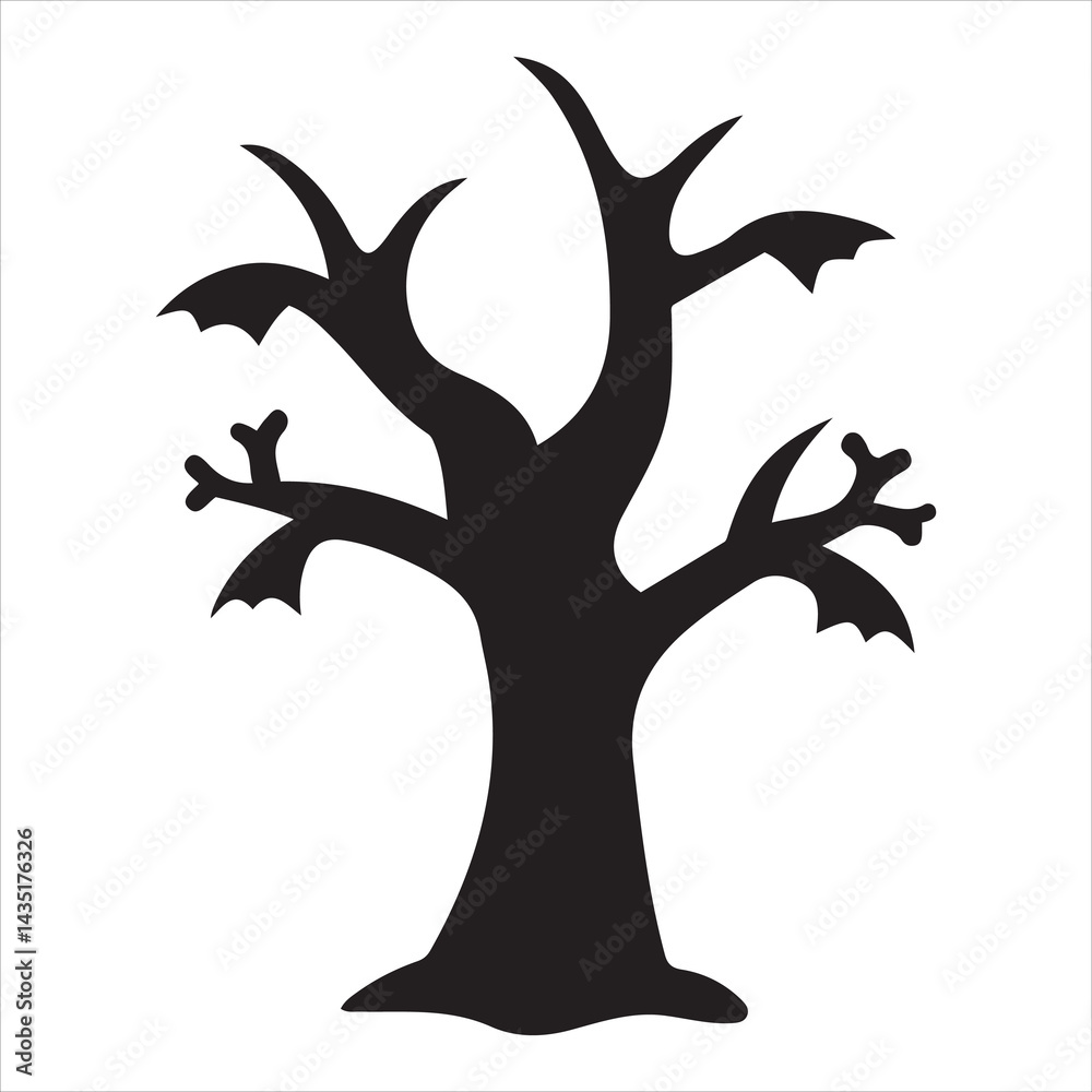 Fototapeta premium Halloween tree silhouette, minimalist vector