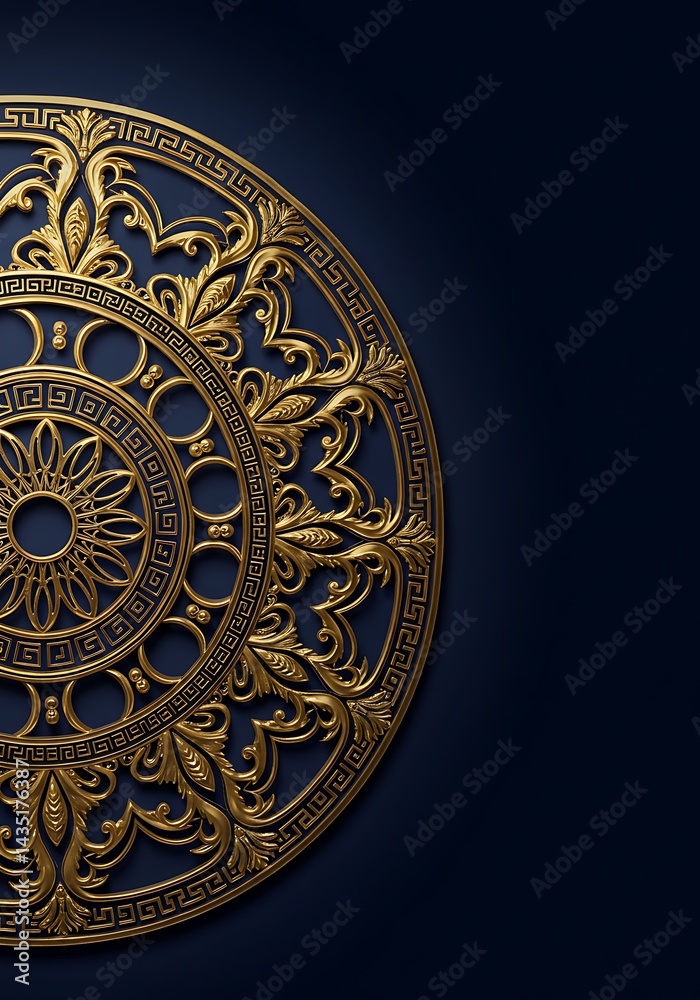 Golden Filigree on Midnight Blue AI Generated Golden Filigree on Midnight Blue AI Generated