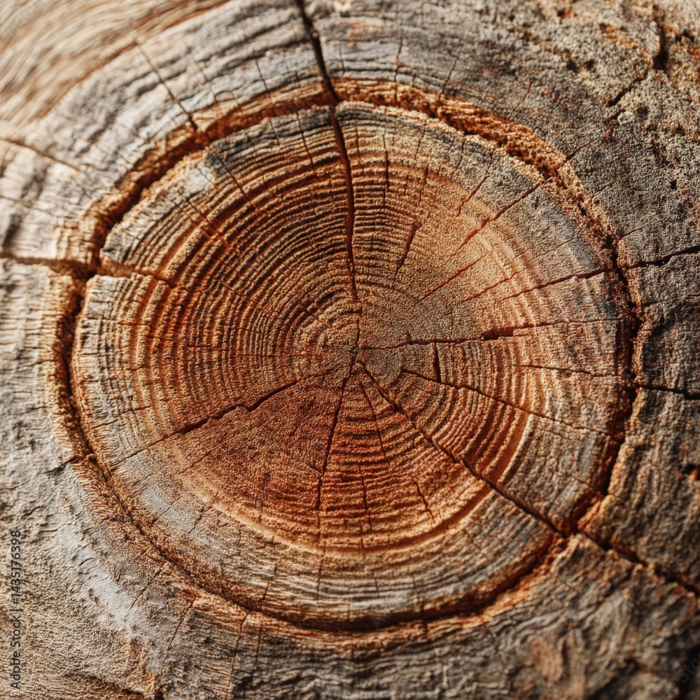 Naklejka premium close-up of an old wooden oak tree cut surface with tree rings