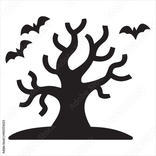Halloween tree silhouette, minimalist vector