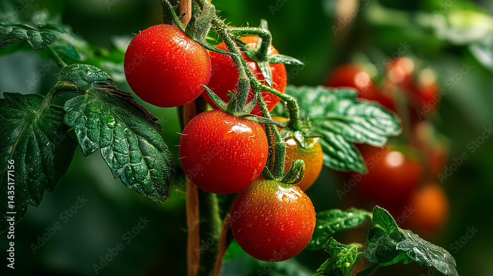 Obraz premium cherry tomatoes in the garden
