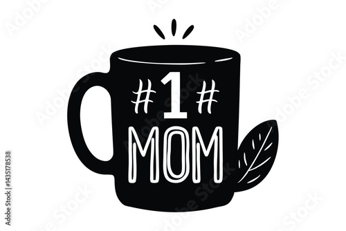 black coffee mug vector icon. Mothers day vector icon.