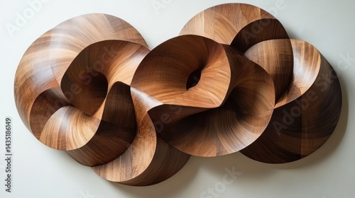 Fototapeta Naklejka Na Ścianę i Meble -  Walnut wood sculpture, swirls, interior wall art
