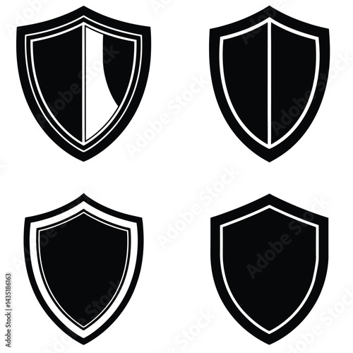 Sheild vector shilhouette Icon collection