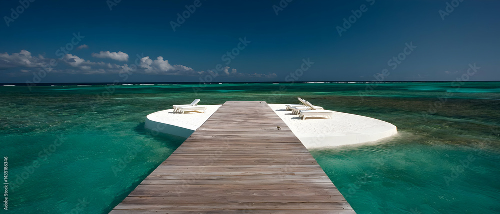 Fototapeta premium Tranquil Overwater Deck Paradise