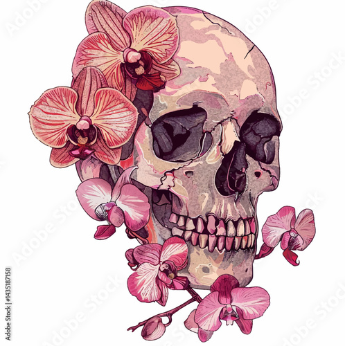 art, drawing, illustration, skull, dead, death, skeleton, print, gothic, vector, design, tattoo, flower, horror, head, halloween, graphic, fashion, bone, human, line, vintage, black, anatomy, evil, 