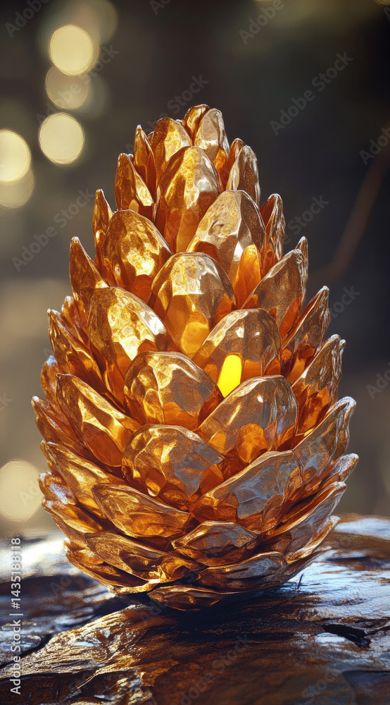Pine cone textured and glowing rich brown hyper-realistic natural forest detail perfect for autumn nature decor and rustic outdoor visuals