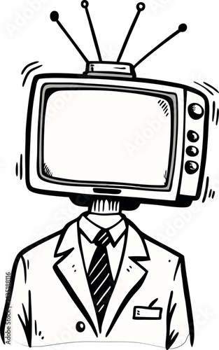 High‑Definition Surreal Retro TV‑Head Businessman Vector Illustration – Cutting‑Edge, Quirky Corporate Art for Creative Branding, Advertising & Digital Media