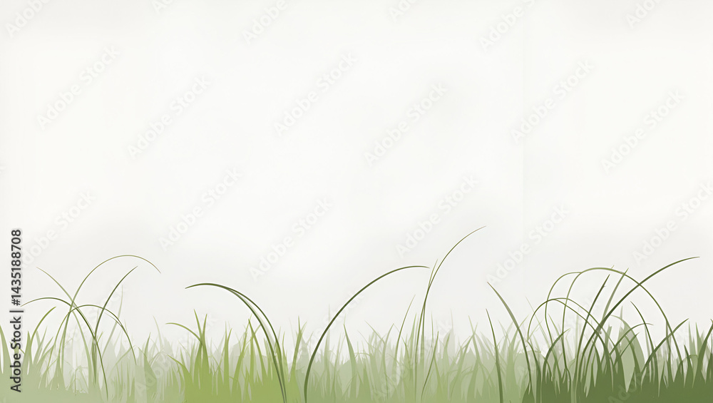 Vector background featuring hand-drawn silhouettes of grass, creating a natural and organic look