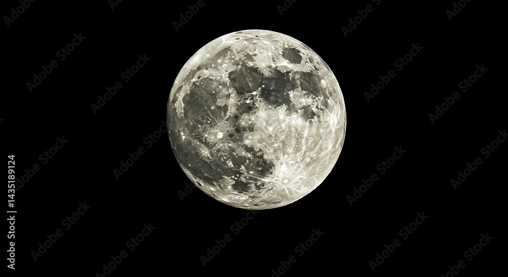 Obraz premium Detailed Full Moon View Against Dark Night Sky