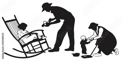 Hand drawn yard work silhouette set | Free Vector
