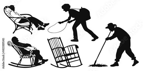 Hand drawn yard work silhouette set | Free Vector