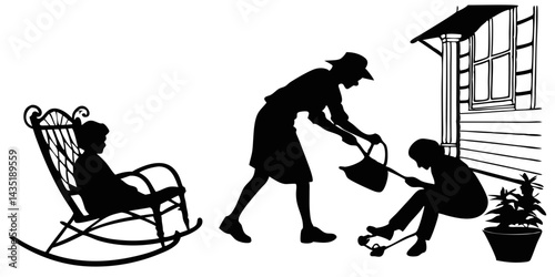 Hand drawn yard work silhouette set | Free Vector