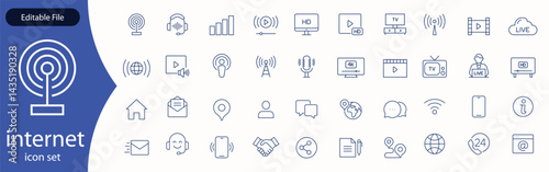 Set of internet related line icons. Web, global, online, world etc. Editable stroke