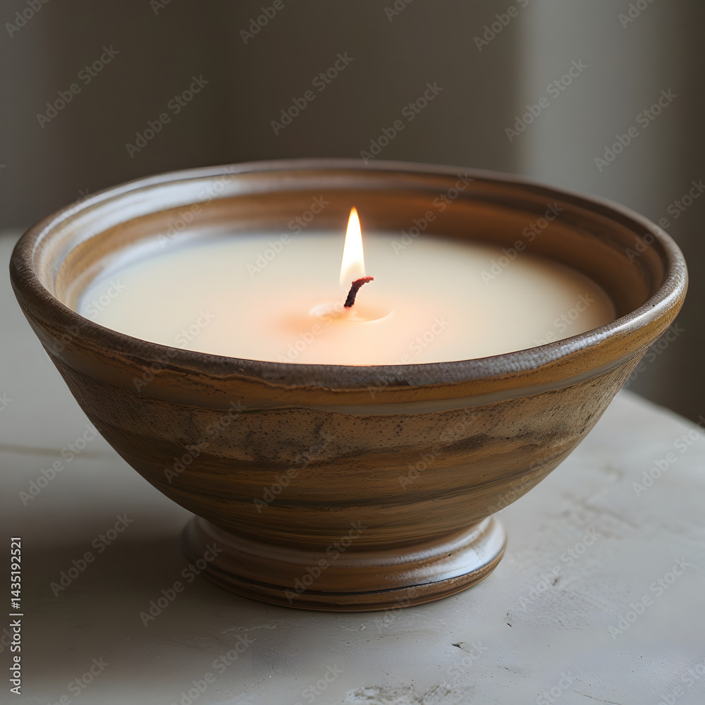 burning candle in a bowl burning candle in a bowl