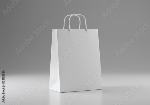 Plain White Shopping Bag Isolated on Gray Background for Mockup
