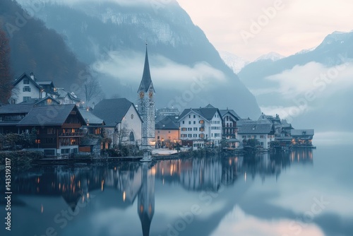 Wallpaper Mural vibrant color visual of beautiful village among the mountains in switzerland Torontodigital.ca