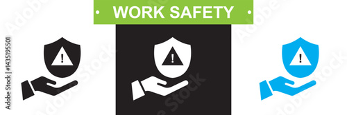 Work safety icon. Vector for websites, mobile interfaces, presentations, banner, visual branding etc. Vector illustration. isolated on white and black background. EPS 10