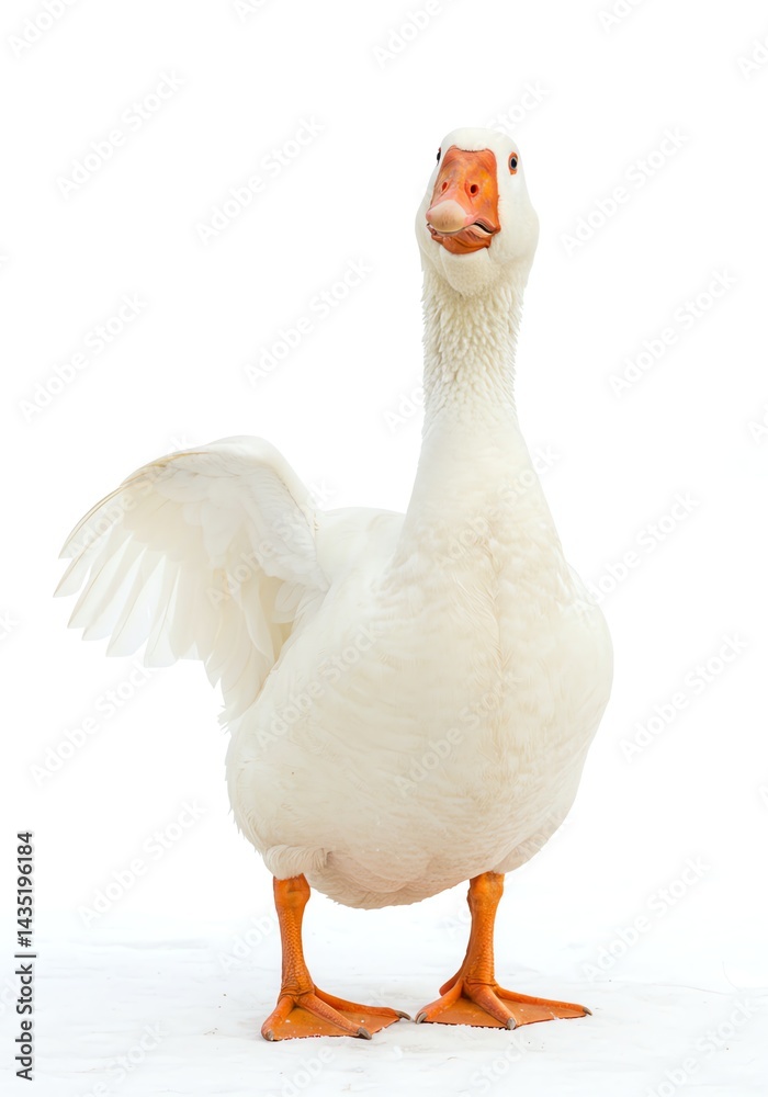 Obraz premium Goose Standing Looking at Camera on White Background