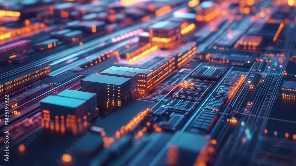 Obraz premium Logistics network flat design side view global supply chain theme 3D render Complementary Color Scheme