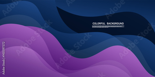 Abstract colorful blue and purple 3D wave background. Dark colored liquid pattern. Vector Eps10