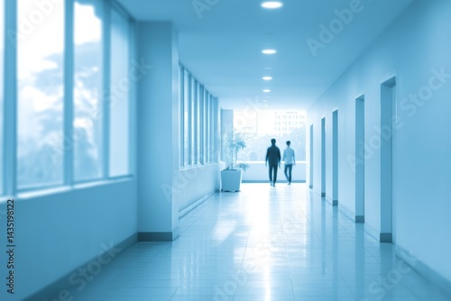 Wallpaper Mural Modern Office Corridor with Two People Walking Torontodigital.ca