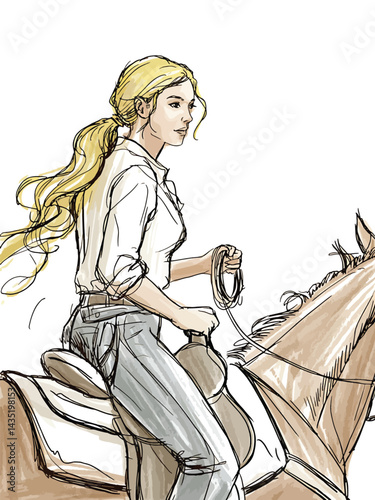 horse riding art design illustration premium quality
