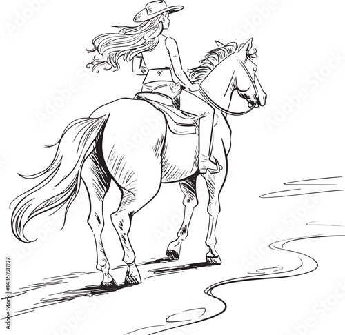 horse riding art design illustration premium quality