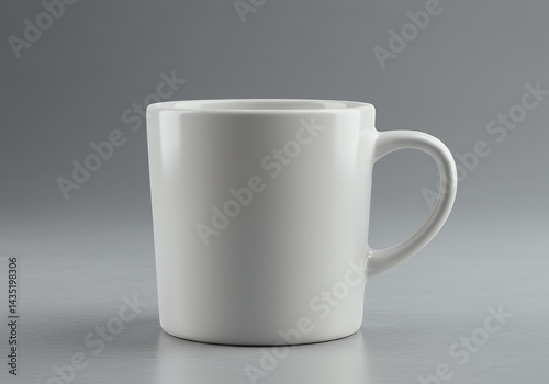 White Mug on Gray Background Simple Drinkware Still Life