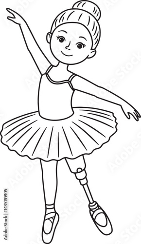 prosthetic leg girl dancing line art