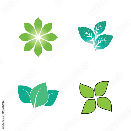 Mint leaf logo vector element template and symbol