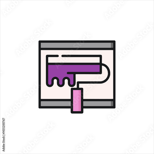 Paint Roller Wall Coating Icon
