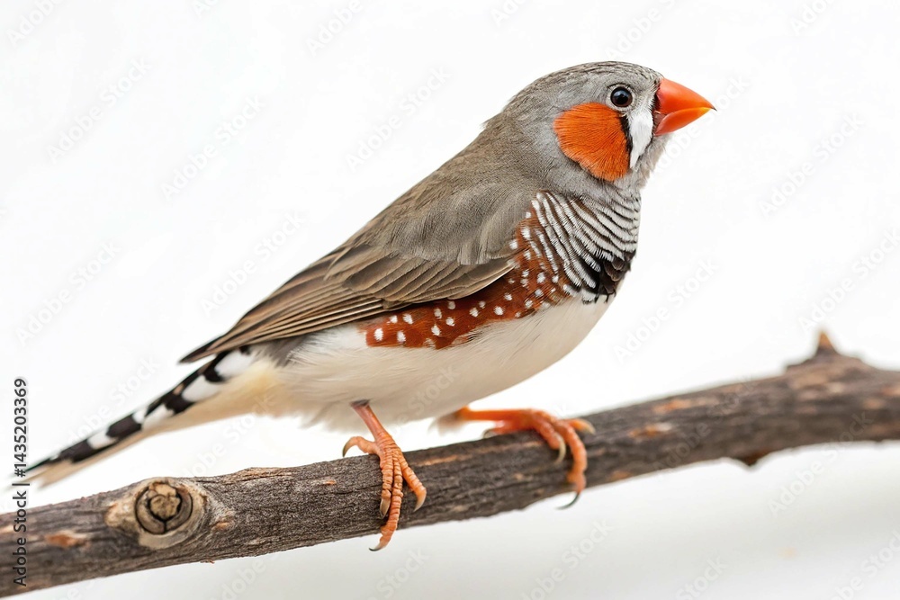 Fototapeta premium Australian zebra finch isolated on white background