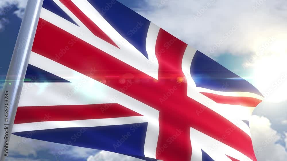 waving flag of uk great britain animation