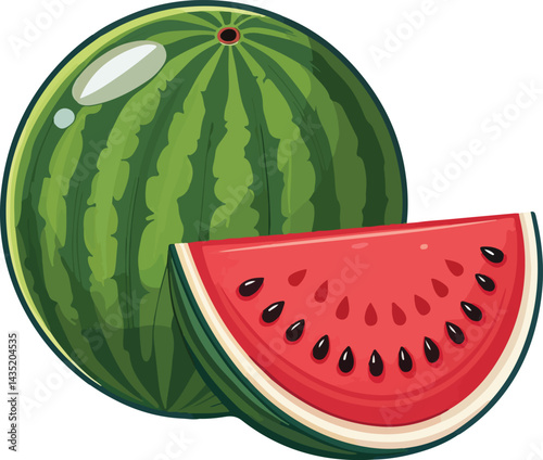 Watermelon icon in flat style. Fresh sweet and healthy fruit vector illustration on isolated background. Summer food sign business concept.AI design