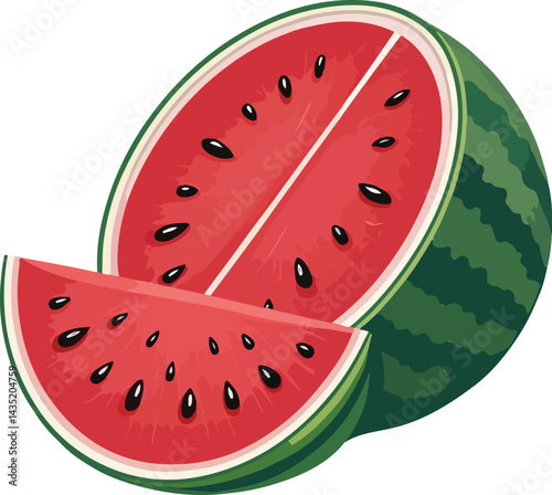 Watermelon icon in flat style. Fresh sweet and healthy fruit vector illustration on isolated background. Summer food sign business concept.AI design