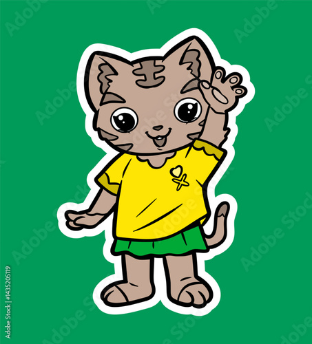 Doodle Sticker Illustration of a Cat Mascot