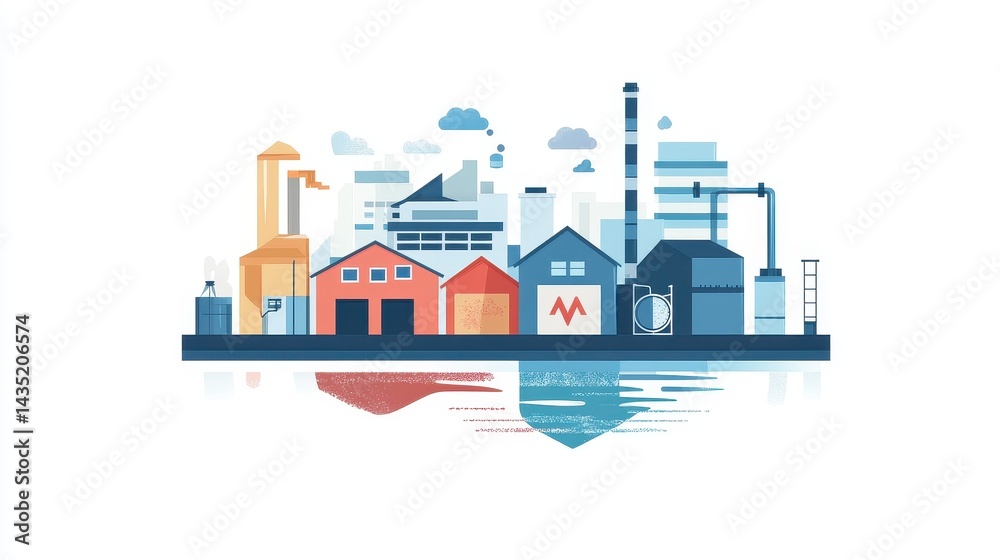 Obraz premium Recycling process concept flat design front view household waste water color Triadic Color Scheme. 