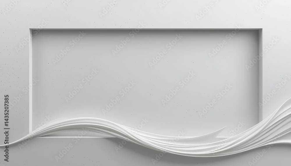 Creative white wave design modern studio digital art minimalistic environment close-up view abstract concept