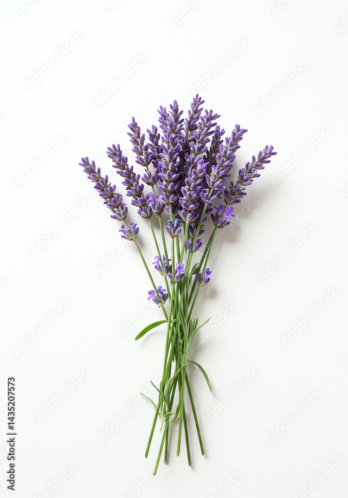 Obraz premium Lavender Bouquet Isolated on White Background Top View