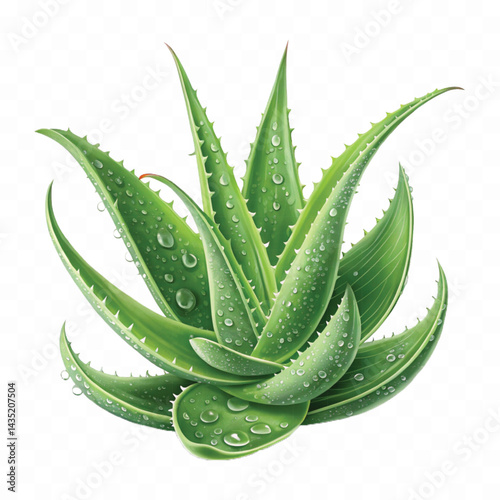 realistic clump of green aloe vera plant isolated on transparent background