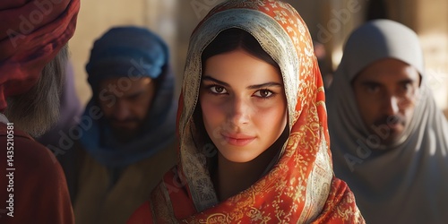Interfaith dialogue where individual of different ethnic background share idea about common human value fostering respect understanding Intricate detail facial expression harmonious lighting diverse