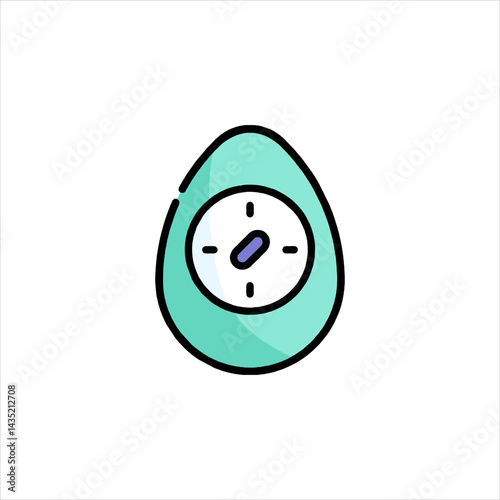 Teal egg timer counts down in kitchen, symbolizing time management and efficient cooking, creating a sense of urgency and anticipation.