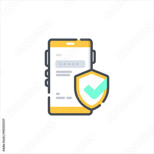 Smartphone displaying secure login screen with shield symbol representing data protection and privacy in a modern technology setting, emphasizing safety and trust.