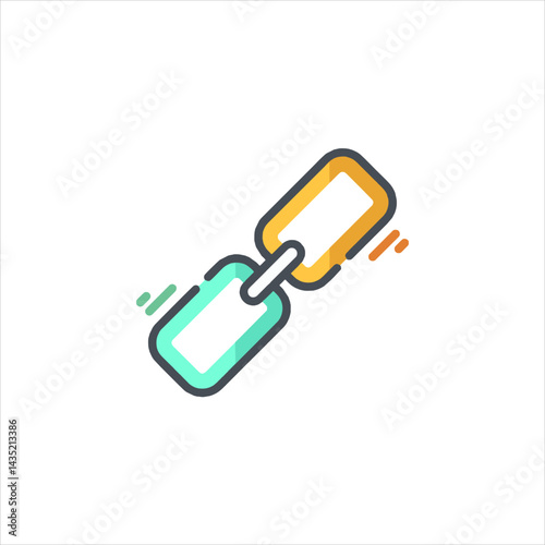 Linked chain connecting two elements on white surface, symbolizing connection, strength, and unity in a clean and modern style.