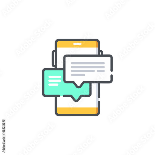 Smartphone displaying message bubbles representing communication and connection in modern digital age.