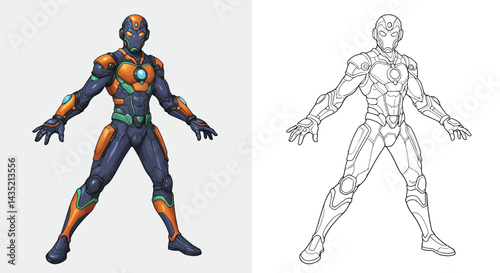 Enhanced Visionary: A modern, detailed illustration showcasing a futuristic figure, emphasizing the blend of technology and human form, and envisioning the limitless potential. 