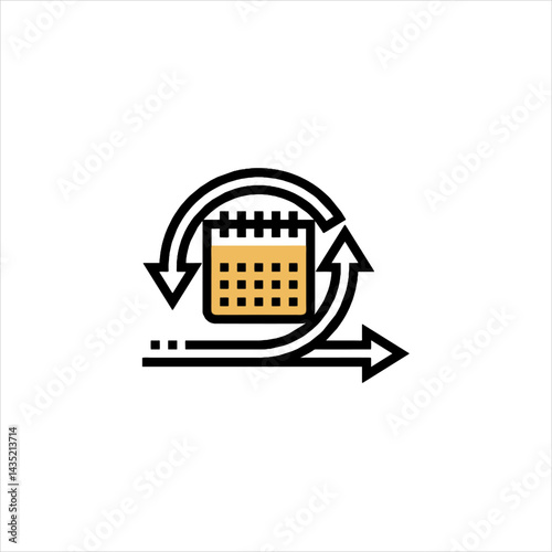 Calendar with circular arrows represents recurring events and scheduling in modern business environment, emphasizing time management and productivity.
