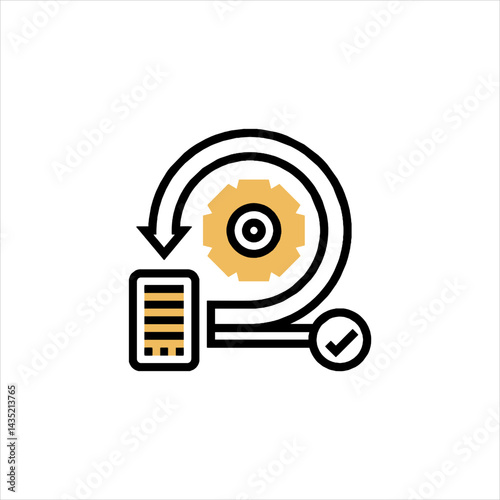 Agile development process showing iterative cycle with tasks and approval in a modern business workflow, symbolizing efficient project management and continuous improvement.